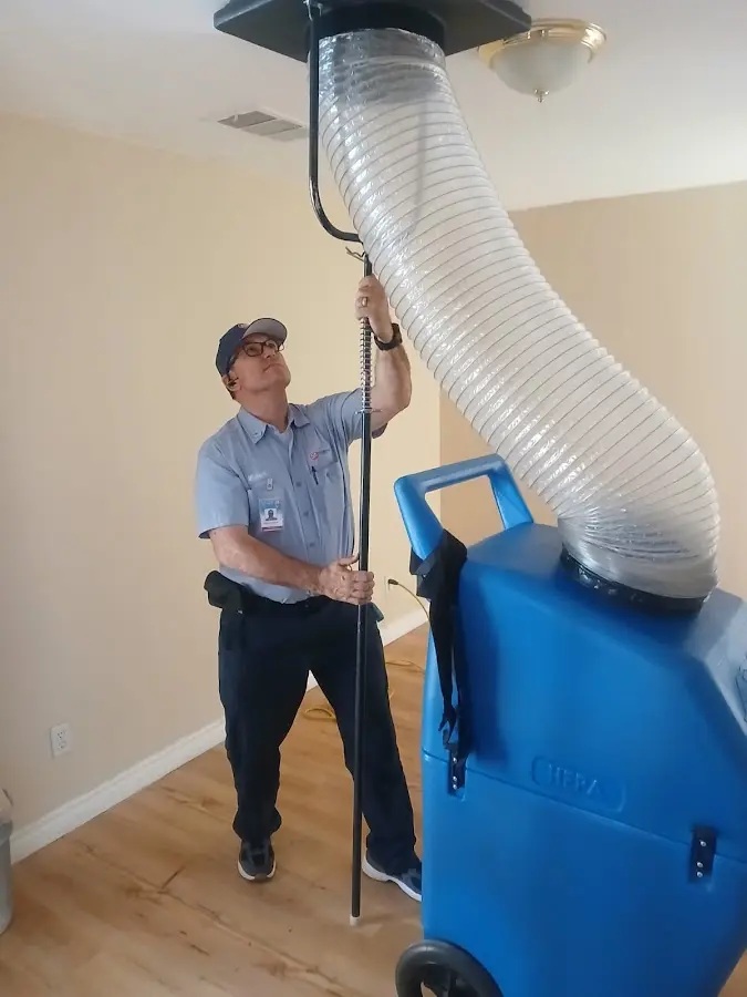 Mini Split Installation technician using HEPA equipment in Alpine